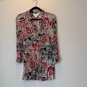 Y2K Red and Black Swirl Blouse